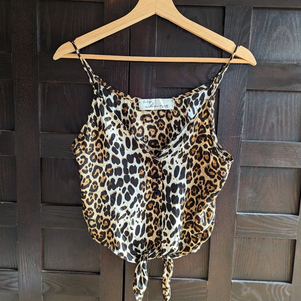 Leopard Tank Top Tie Front Vintage Havana